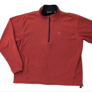 Timberland Vintage Men's Fleece Quarter Zip Pullover Burnt Red Size Large